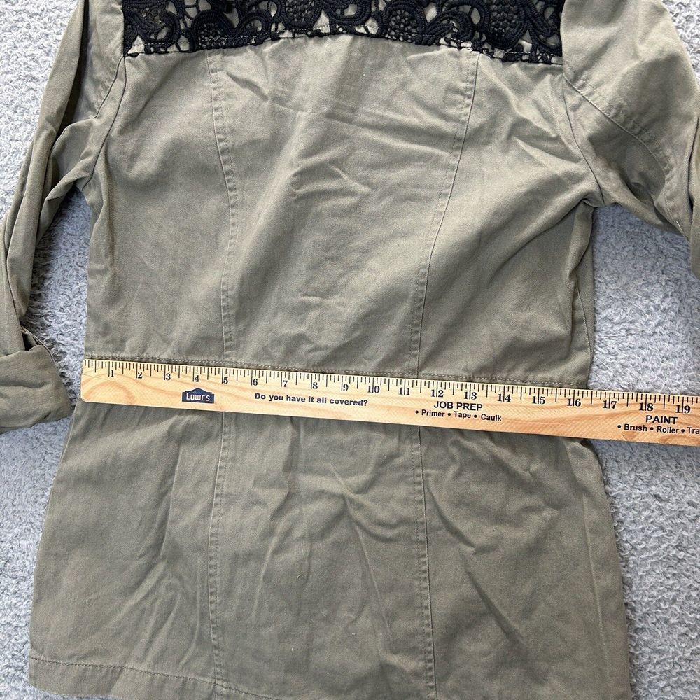 Shelby Collection Jacket Womens Small Green‎ Military Lace Trim Utility Full Zip - Picture 14 of 16